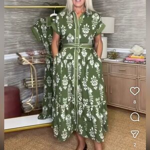 Entro Olive Floral Midi Dress